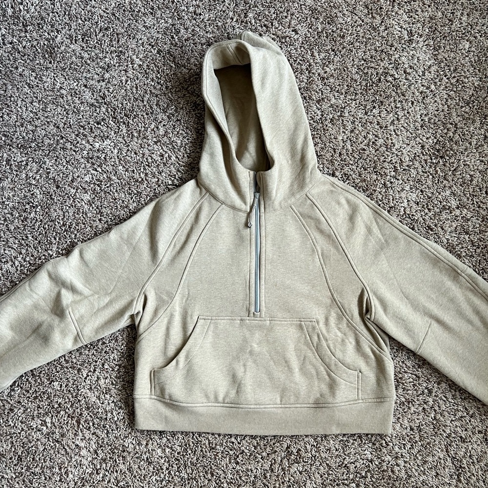Lululemon Tan Hoodie quarter zip scuba